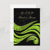 Zwart en groen bruiloft RSVP Standaard 3,5 x 5 (Voorkant / Achterkant)