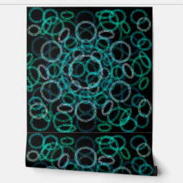 Zwart en groen cirkelenpatroon behang