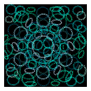 Zwart en groen cirkelenpatroon perfect poster