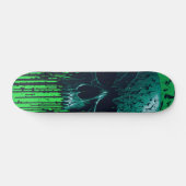 Zwart en groen computer code schedel #3 skateboard (Horizontaal)