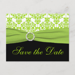 Zwart en Groen Damask Save the Date Briefkaart