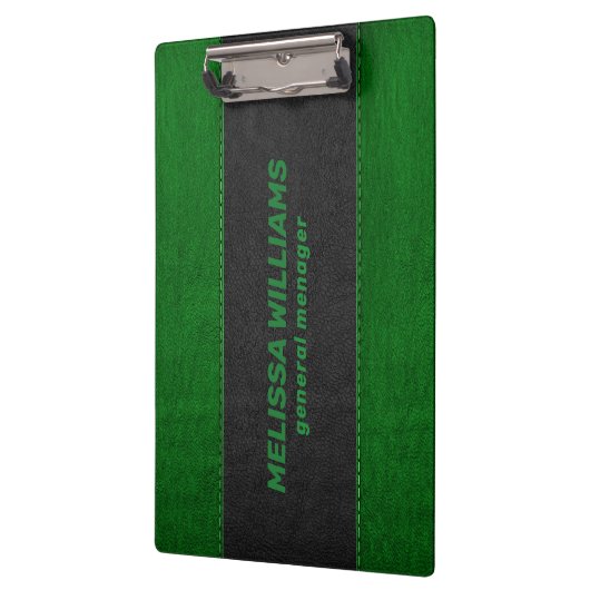 Zwart en groen gestikt faux leer klembord (Links)