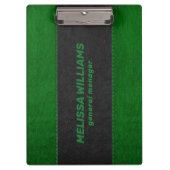 Zwart en groen gestikt faux leer klembord (Voorkant)