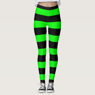Zwart en Groen Gestreepte Heksen Kousen Leggings