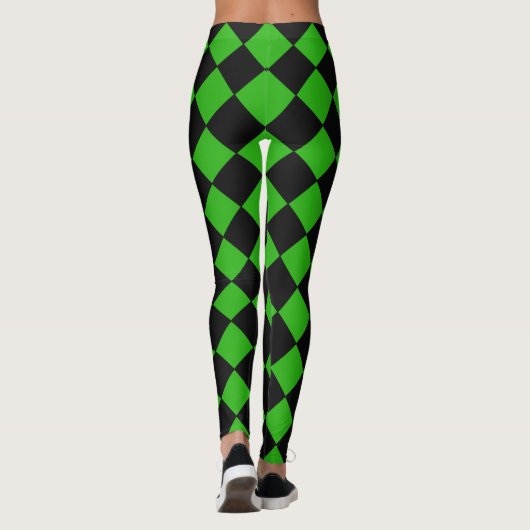 Zwart en groen Harlequin Diamond gevriesdroogd pat Leggings (Achterkant)