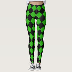 Zwart en groen Harlequin Diamond gevriesdroogd pat Leggings