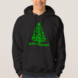 Zwart en Groen Kerstboom met Controllers Hoodie