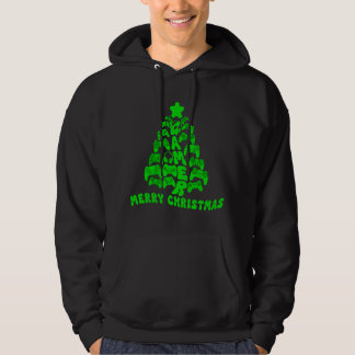 Zwart en Groen Kerstboom met Controllers Hoodie