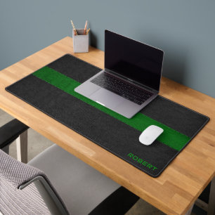 Zwart en groen  leertextuur monogram bureaumat