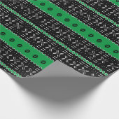 Zwart en groen modern modderdoek patroon cadeaupapier (Hoek)