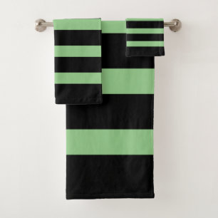 Zwart en groen strippatroon bad handdoek
