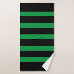 Zwart en groen strippatroon bad handdoek