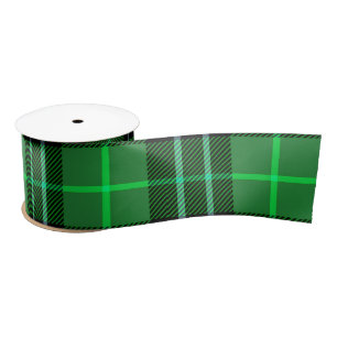 Zwart en Groen Tartan Plaid Satijnen Lint