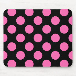 Zwart en heet roze polka stippen muismat
