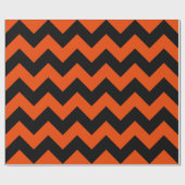 Zwart en helder Oranje Extra Grote Chevron Cadeaupapier (Vlak)