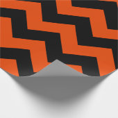 Zwart en helder Oranje Extra Grote Chevron Cadeaupapier (Hoek)