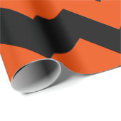 Zwart en helder Oranje Extra Grote Chevron Cadeaupapier (Rol Hoek)