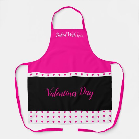 Zwart en helder roze schort (Voorkant)