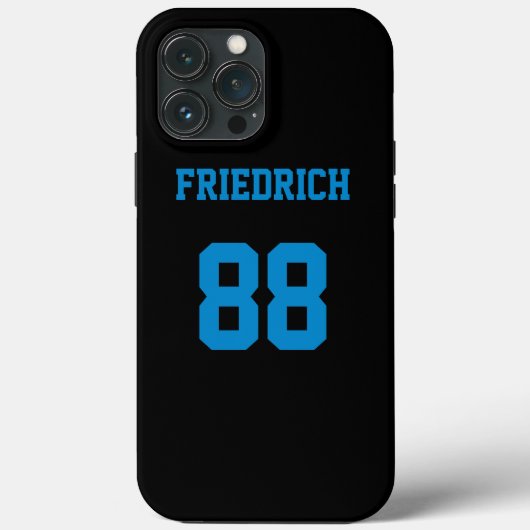 Zwart en Hemelsblauw Jersey Naam Nummer Case-Mate iPhone Case (Achterkant)