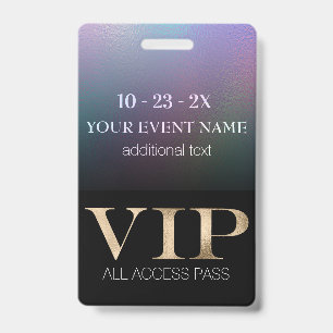 Zwart en holografische Event VIP-pas Badge