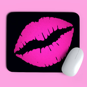 Zwart en Hot Pink Ombre Lipstick Kiss Muismat
