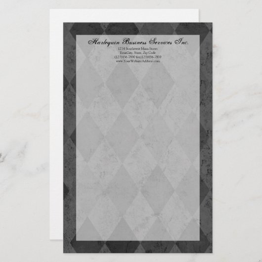 Zwart en houtskool Harlekijn met Script Briefpapier (Voorkant / Achterkant)