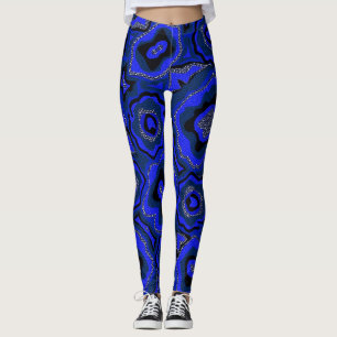 Zwart en indigoblauw abstract patroon. leggings