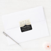 Zwart en Ivoor Bloemen Dank u Sticker (Envelop)