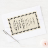 Zwart en Ivoor Bruiloft Wijnfles Monogram Favor Rechthoekige Sticker (Envelop)