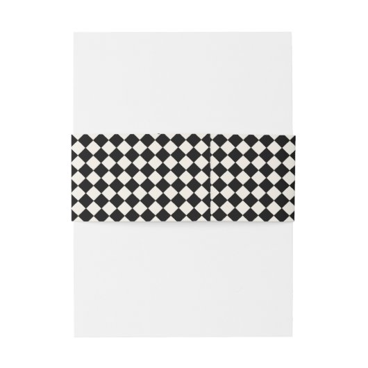 Zwart en Ivoor Checkerboard Monogram Art Deco Uitnodigingen Wikkel (Achterkant Voorbeeld)
