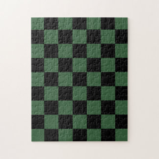 Zwart en jager groen geruit patroon legpuzzel