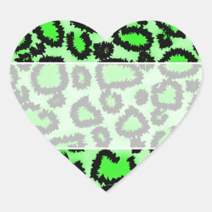 Zwart en kalkgroen luipspatroon afdrukken. hart sticker