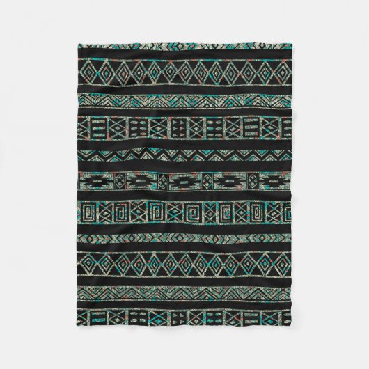 Zwart en kleurrijk driehoekspatroon fleece deken (Voorkant)