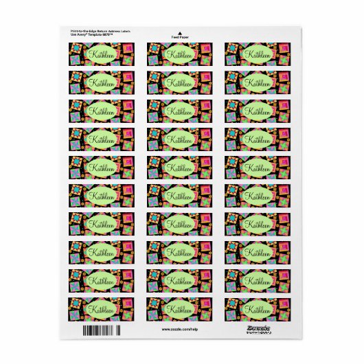 Zwart en kleurrijk patchwork Quilt Block Art Etiket (Full Sheet)