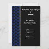 ZWART EN KONINKLIJK BLAUW PATROON BACHELORPARTY UI KAART (Voorkant)