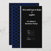 ZWART EN KONINKLIJK BLAUW PATROON BACHELORPARTY UI KAART (Voorkant / Achterkant)
