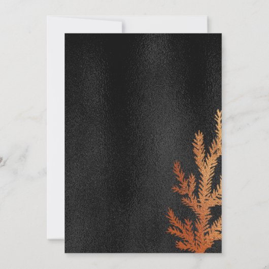 Zwart en Koper Winter Bruiloft Pine Branch Kaart (Achterkant)