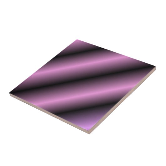 Zwart en lavender Stripe Tegeltje (Zijkant)