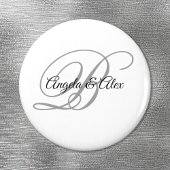 Zwart en licht grijs Fancy Script Monogram wit Magneet