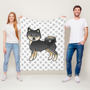 Zwart En Lichtbruin Alaskan Malamute Cartoon Hond Fleece Deken