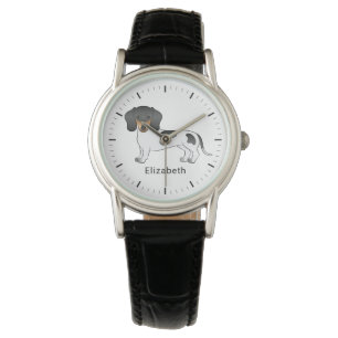 Zwart En Lichtbruin Bont Kortharige Dachshund & Na Horloge