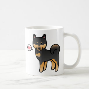 Zwart En Lichtbruin Cartoon Shiba Inu Liefde Koffiemok
