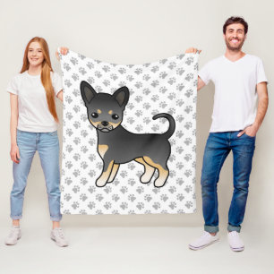 Zwart En Lichtbruin Chihuahua Hond Met Gladde Vach Fleece Deken