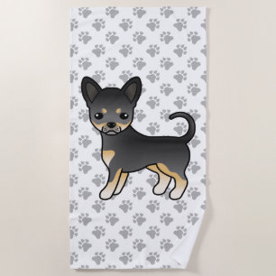 Zwart En Lichtbruin Chihuahua Hond Met Gladde Vach Strandlaken
