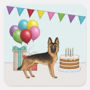Zwart En Lichtbruin Duitse Herdershond Kleurrijke Vierkante Sticker