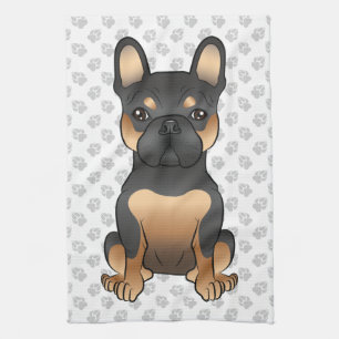 Zwart en lichtbruin Franse Bulldog / Franse Bulldo Theedoek