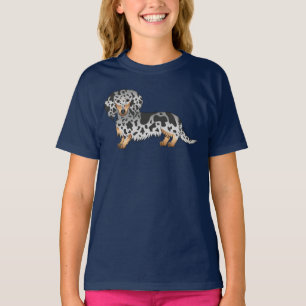 Zwart En Lichtbruin Gevlekte Mooie Langharige Dach T-shirt