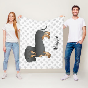 Zwart En Lichtbruin Gladharige Dachshond Hond & Na Fleece Deken