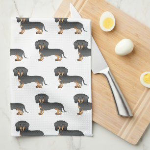 Zwart En Lichtbruin Gladharige Dachshond Hond Patr Theedoek
