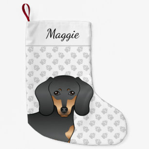 Zwart En Lichtbruin Gladharige Dachshund Mopshoofd Kleine Kerstsok